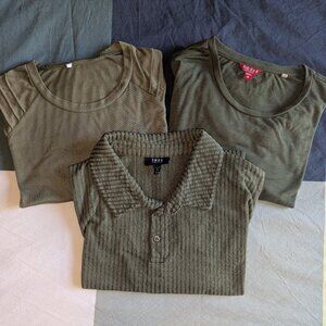Multiple (3) Navy Green Men's Shirts Solid Color